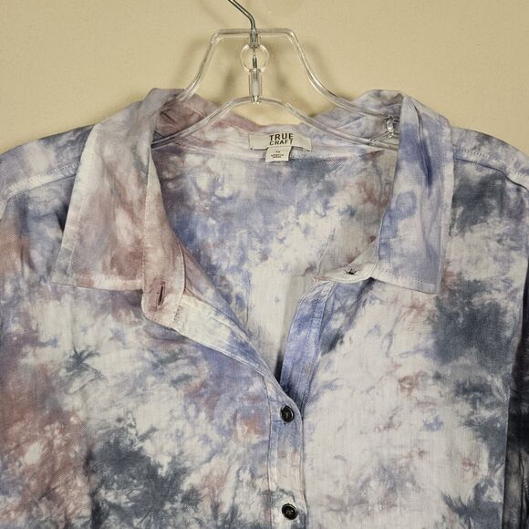 True Craft Tie Dye Blouse Plus Size 1X XL Hippie Beachy Cotton Relaxed Loose - Picture 9 of 15